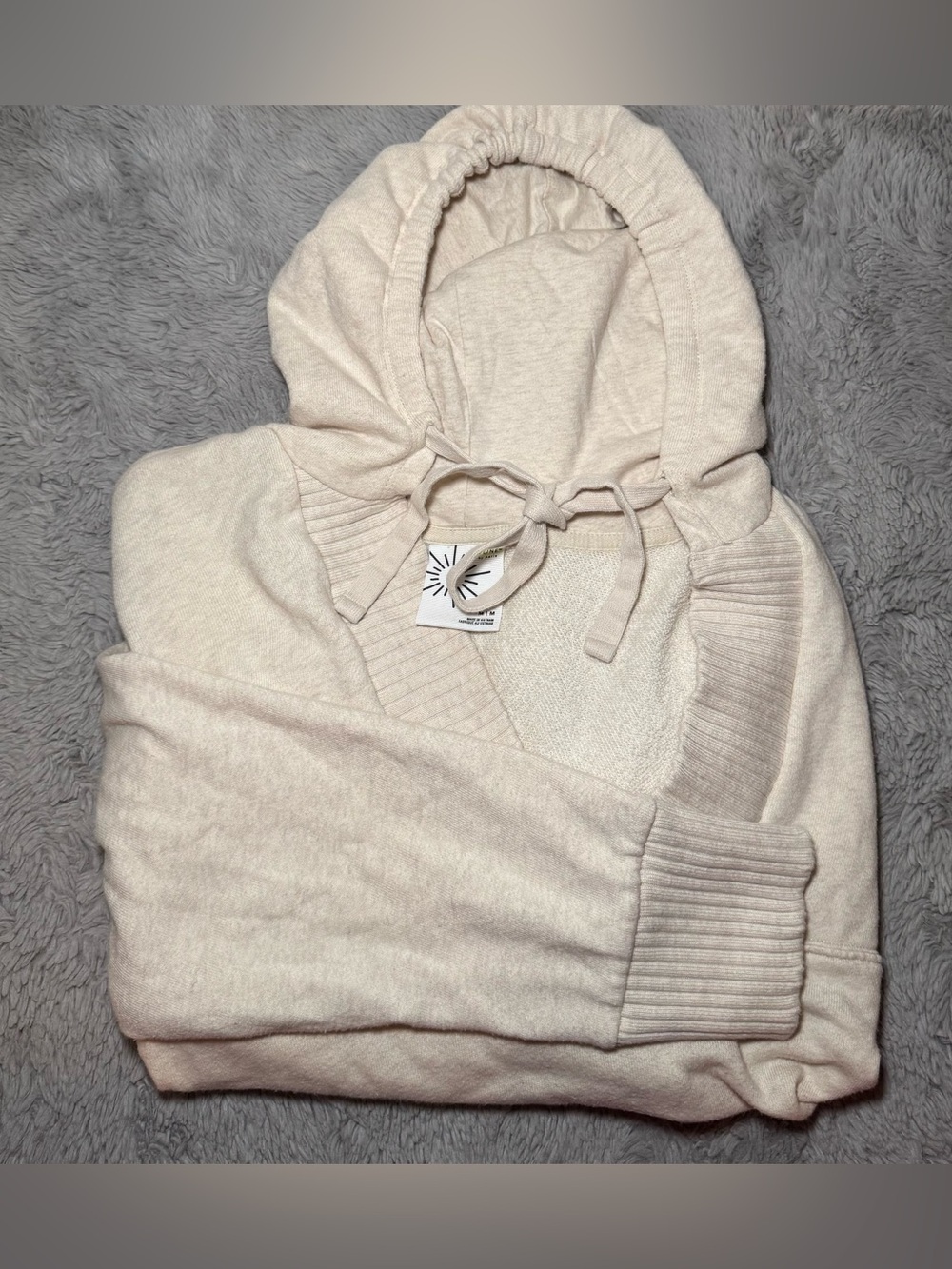 aerie Cream Hooded Knit Sweatshirt